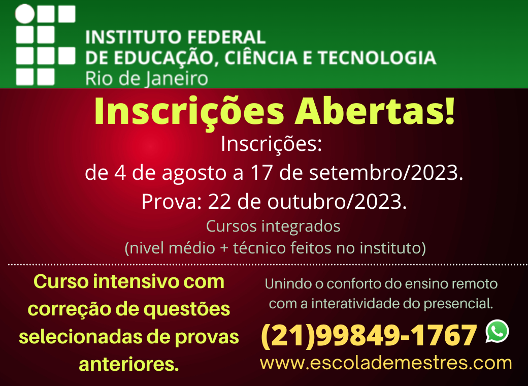 Inscrições abertas para cursos técnicos gratuitos do IFRJ